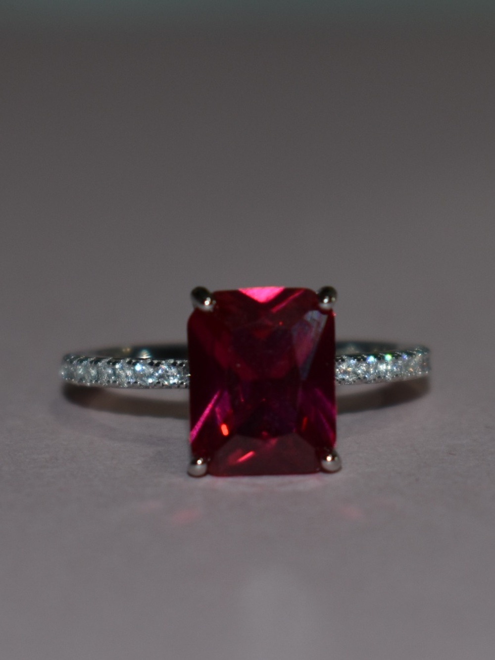 Moissanite 4ct Ruby Ring - Picture 1 of 10